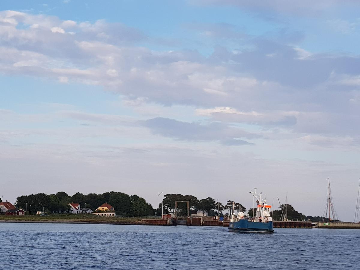 ferry on its way into Hjarnø Harbour