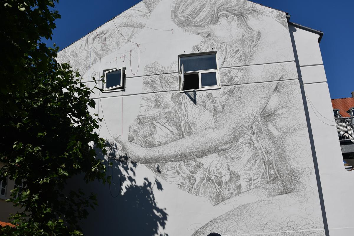 Street art gable in Horsens