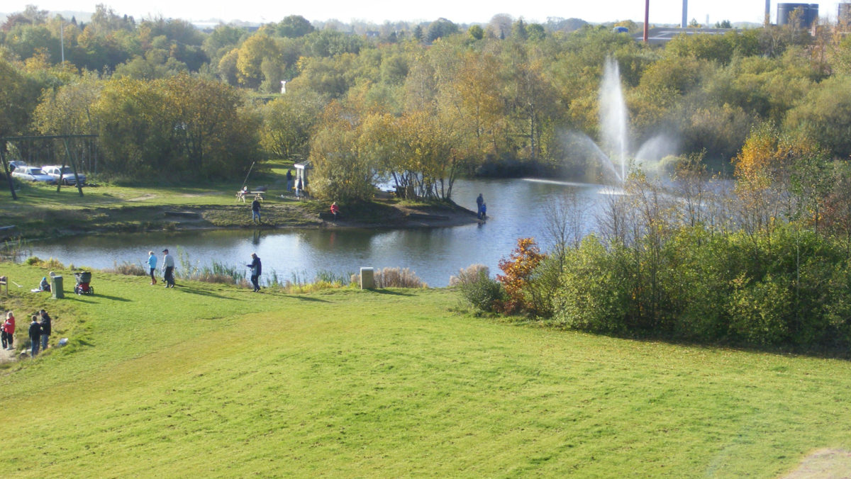 Aerial photo of the fishing lakes at Hedensted Put & Take