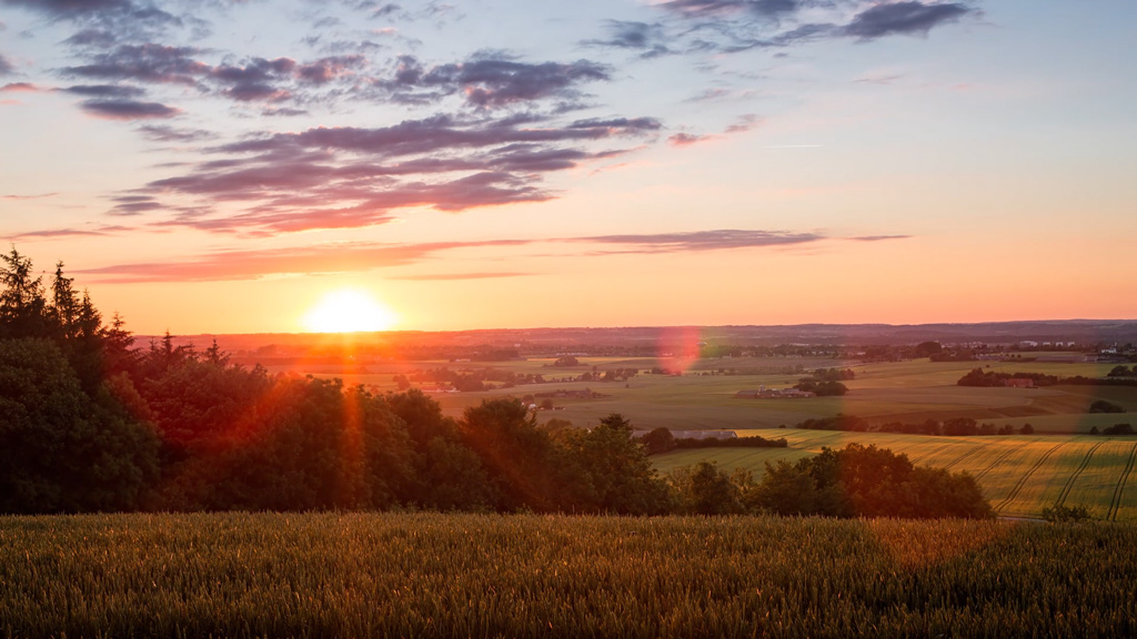 Sunset at the Purhøj viewing point close to Horsens