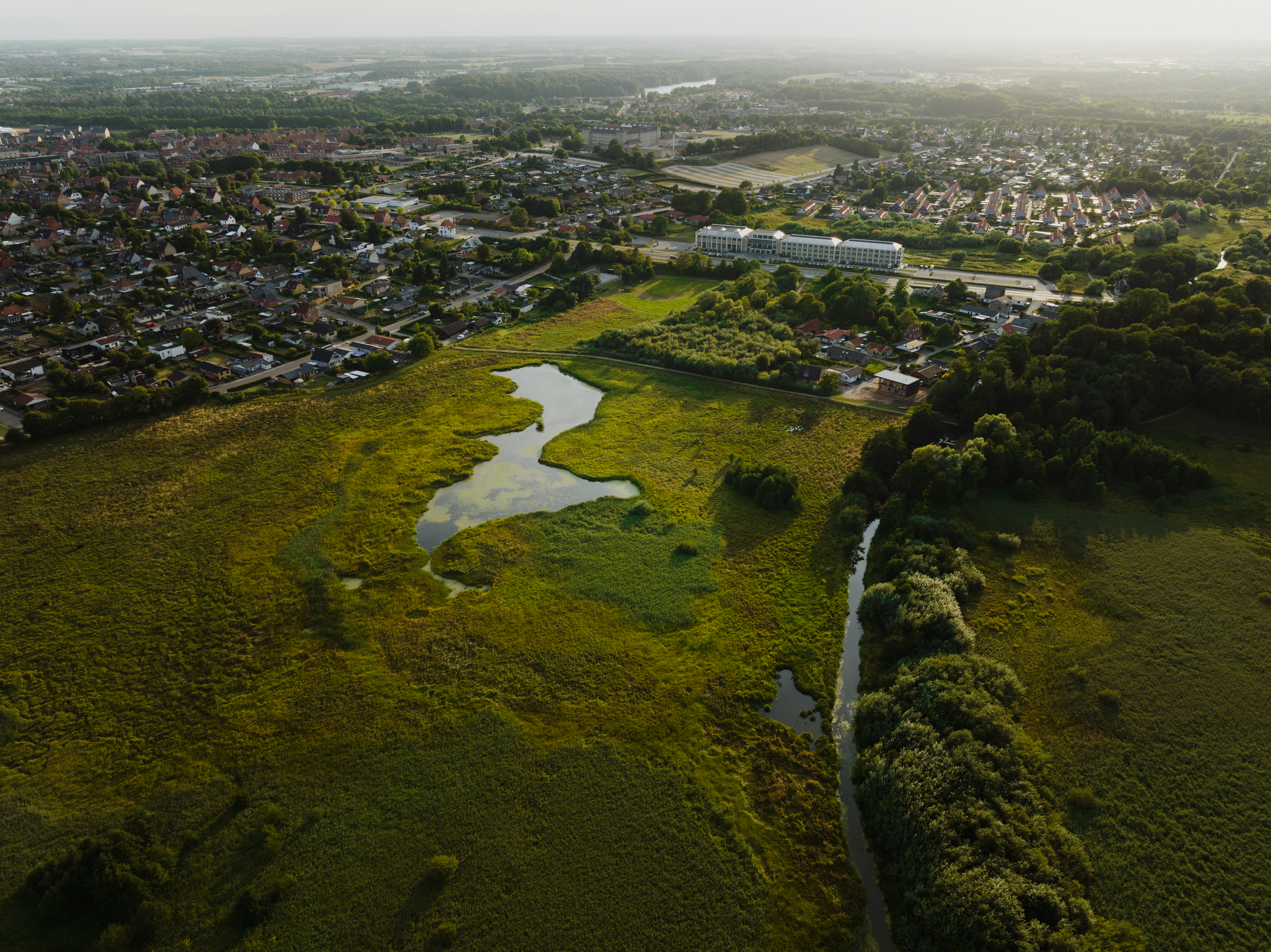 Luftfoto af Nørrestrand, Fængslet og Horsens by