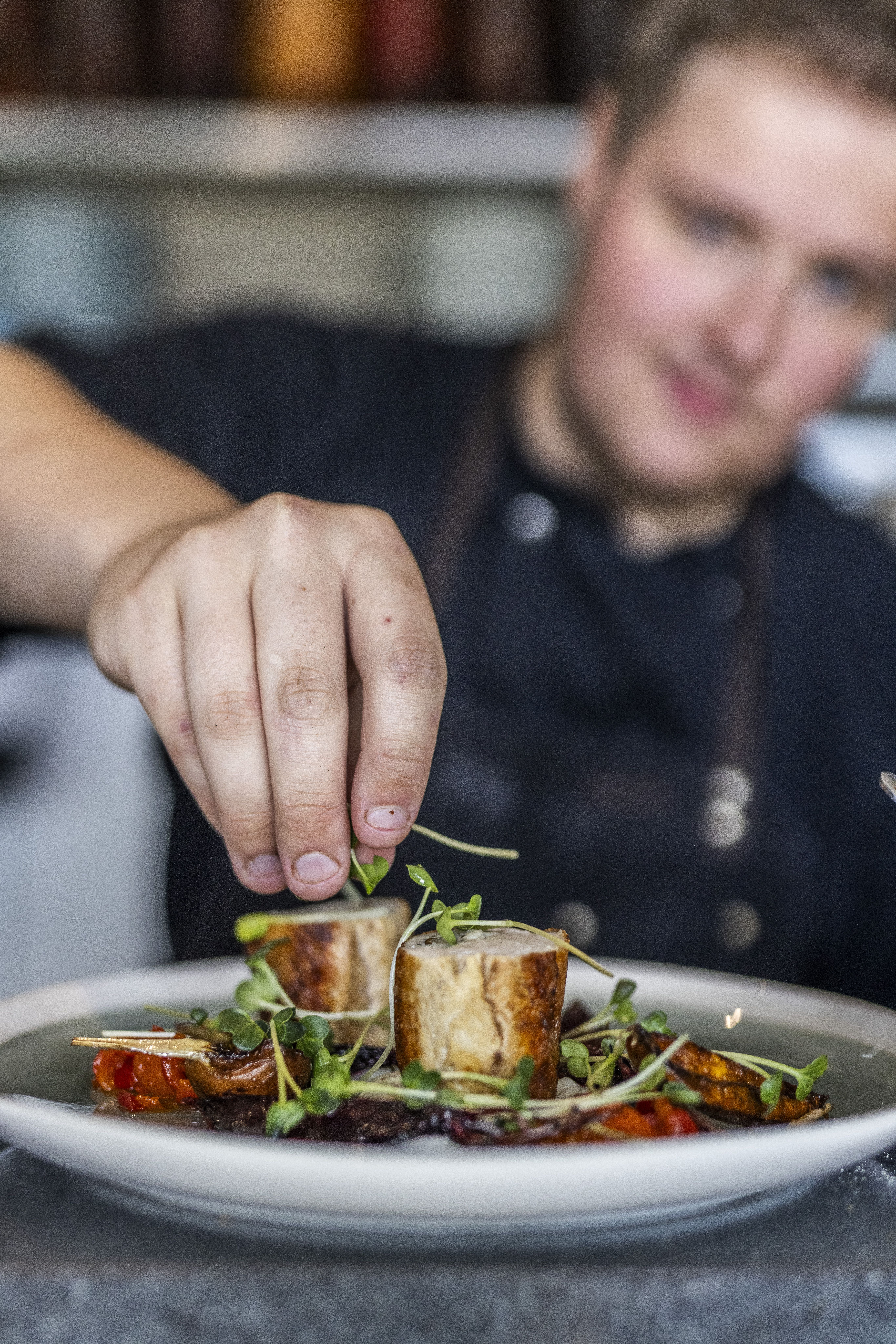 Food on a plate in restaurant in Brædstrup