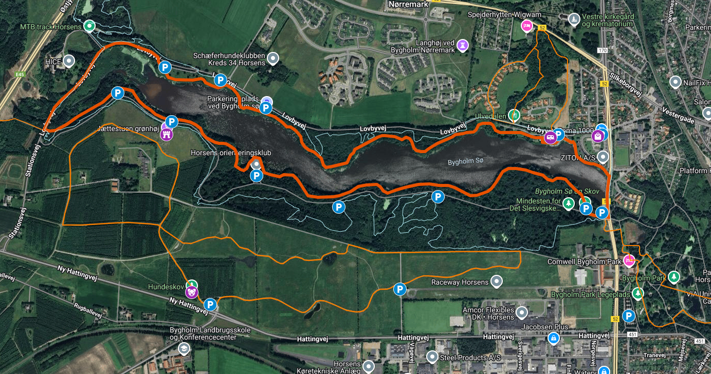 Digitalt kort over Bygholm Sø