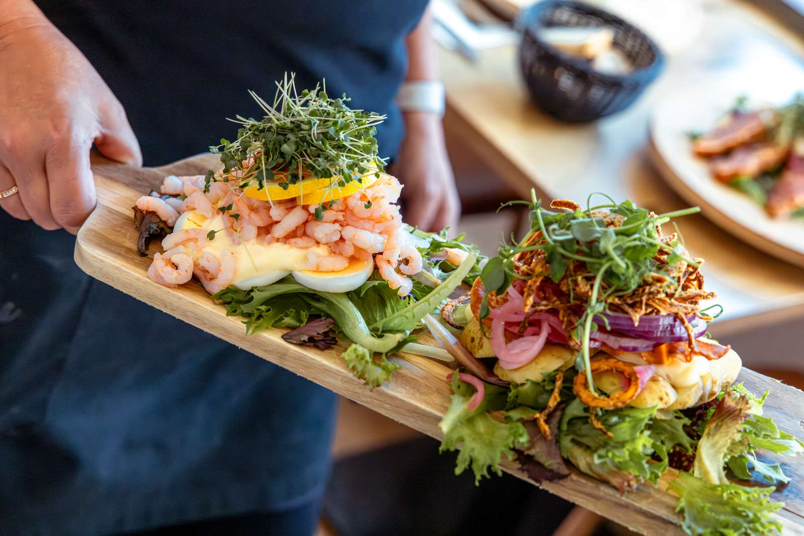 SMørrebrød på et fad hos Restaurant Møllers i Juelsminde