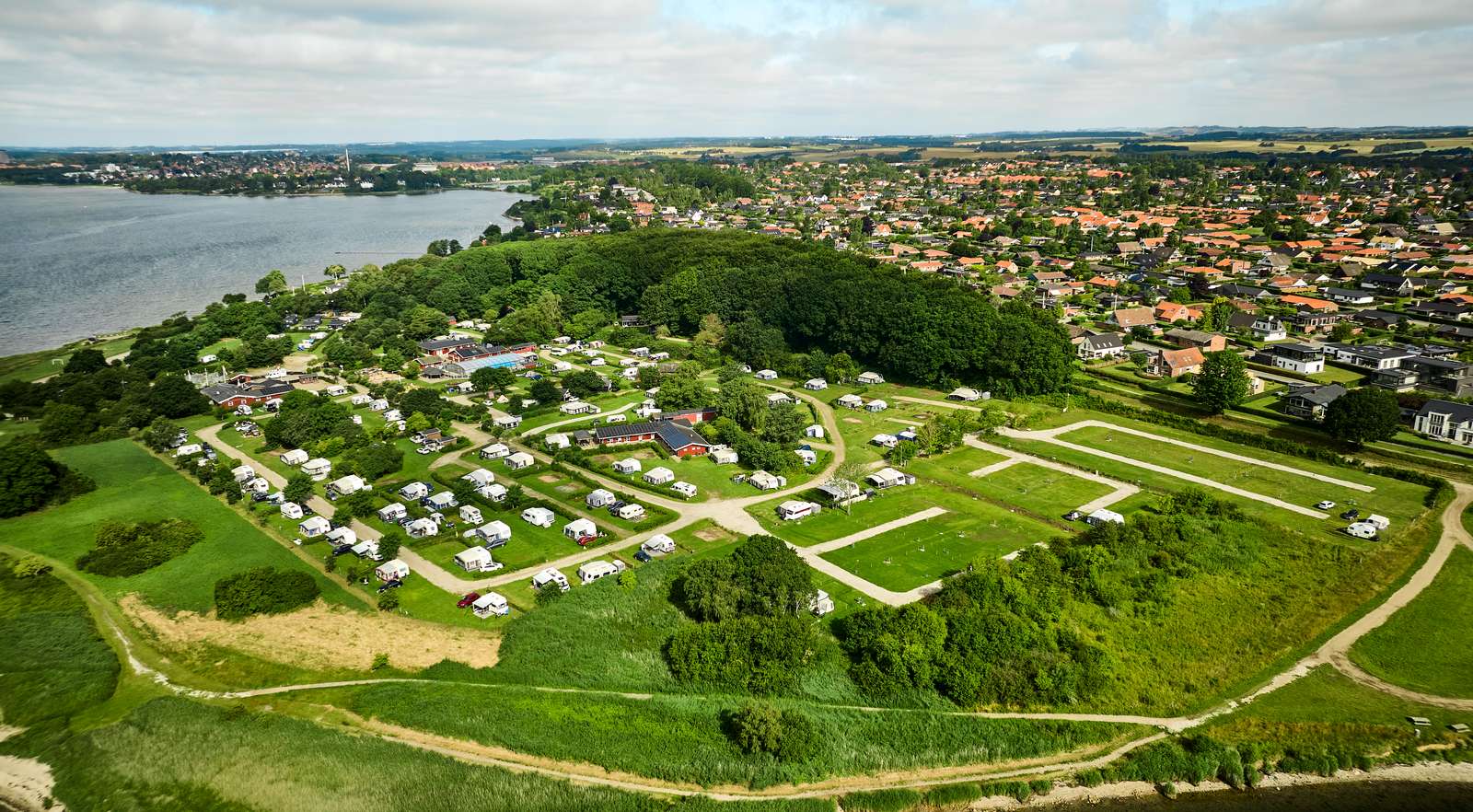 Dronefoto af Horsens City Camping og Horsens