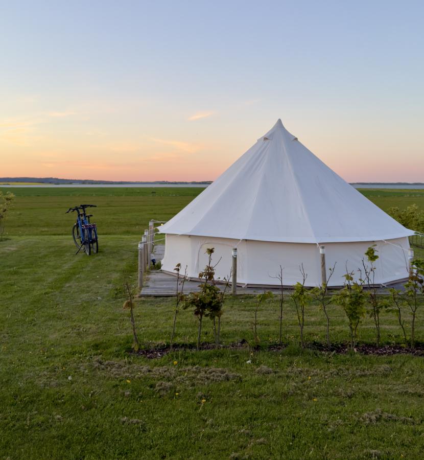 Glampingtelt hos Hjarnø Camping