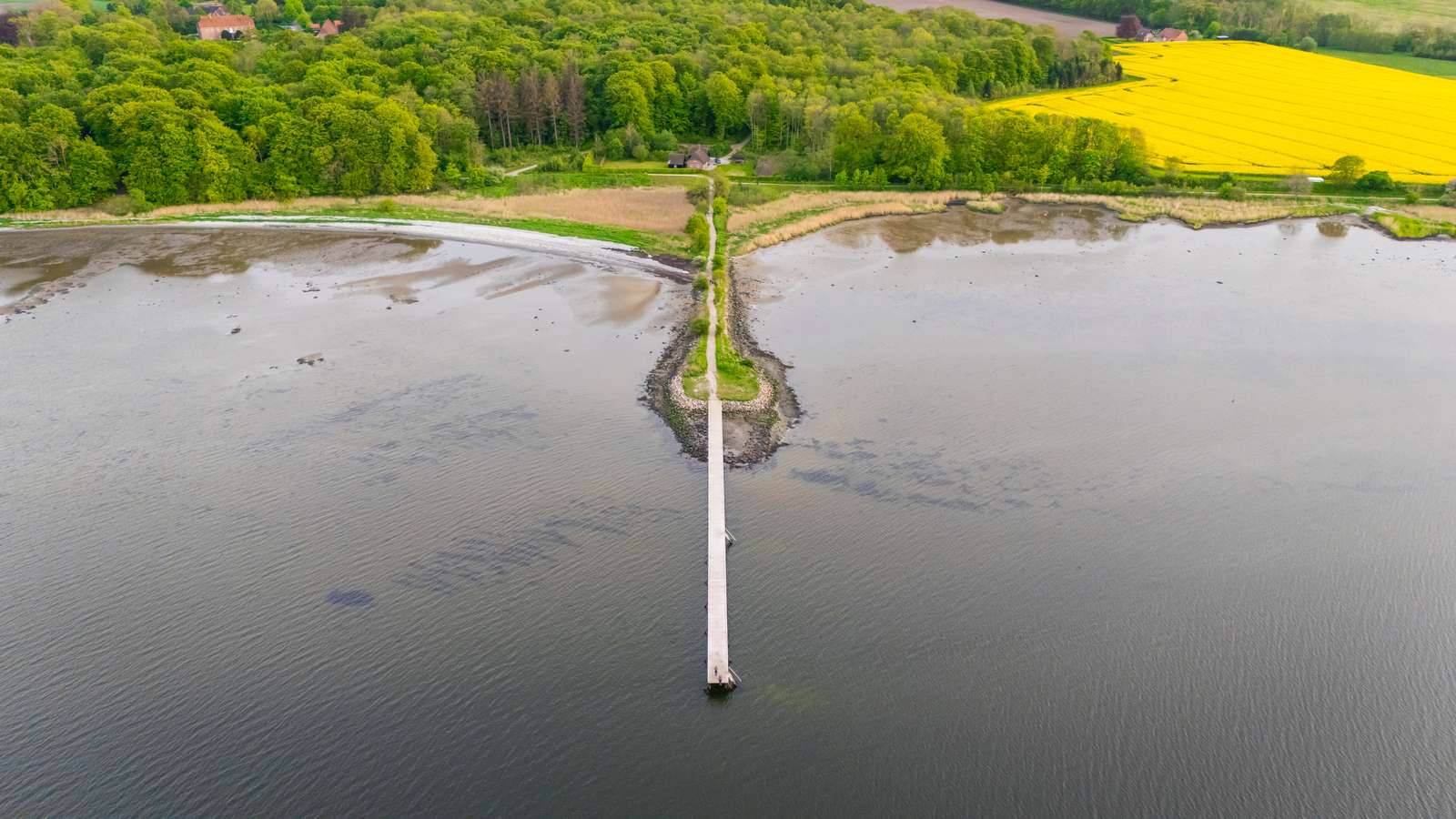 Dronefoto af Boller Mole og Boller Skov