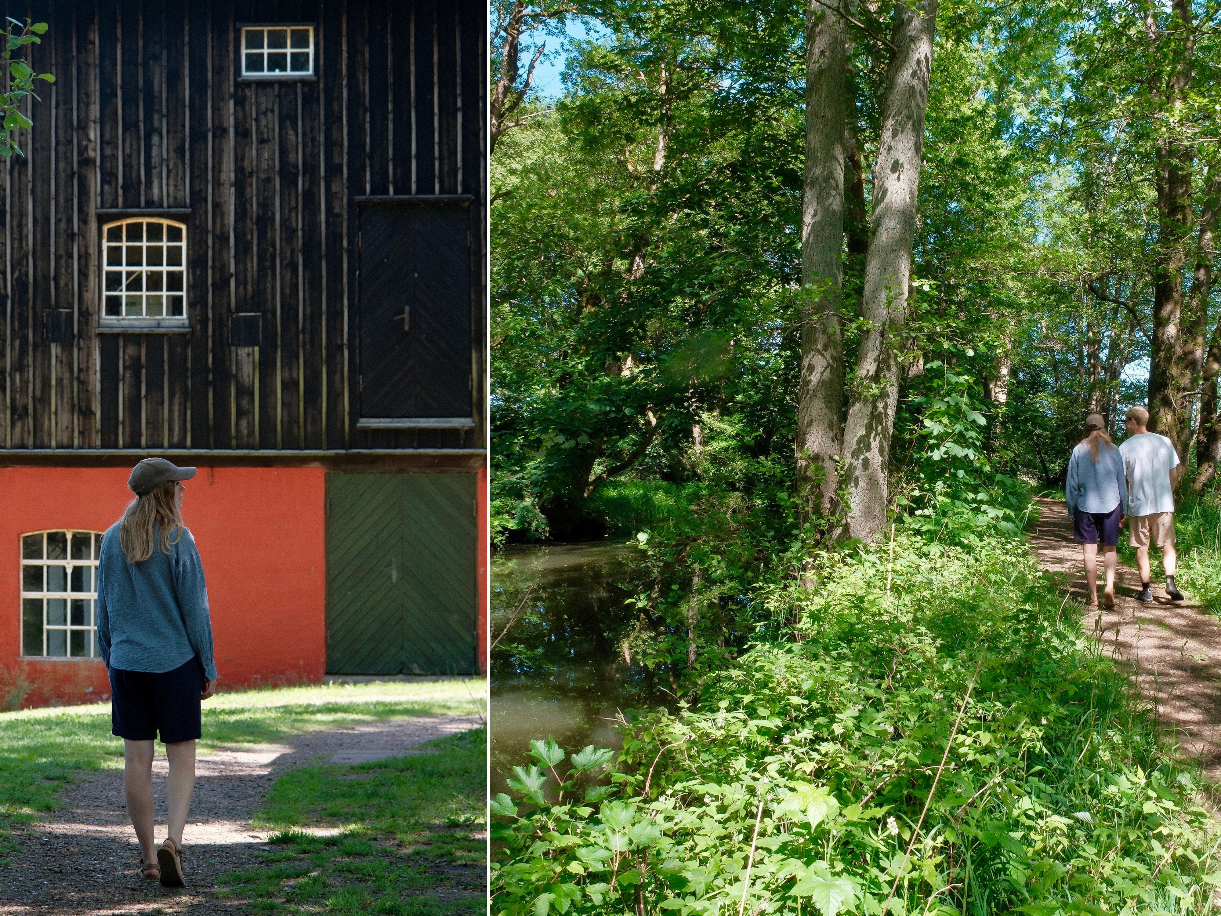 Collage med to billeder fra Klostermølle af en kvinde og et par