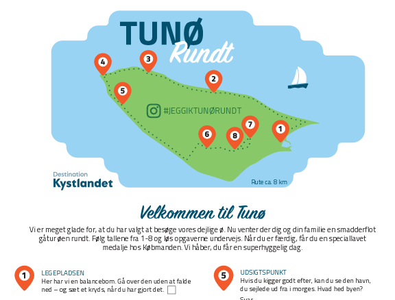 Et skærmbillede af skattekortet til Skattejagten Tunø Rundt