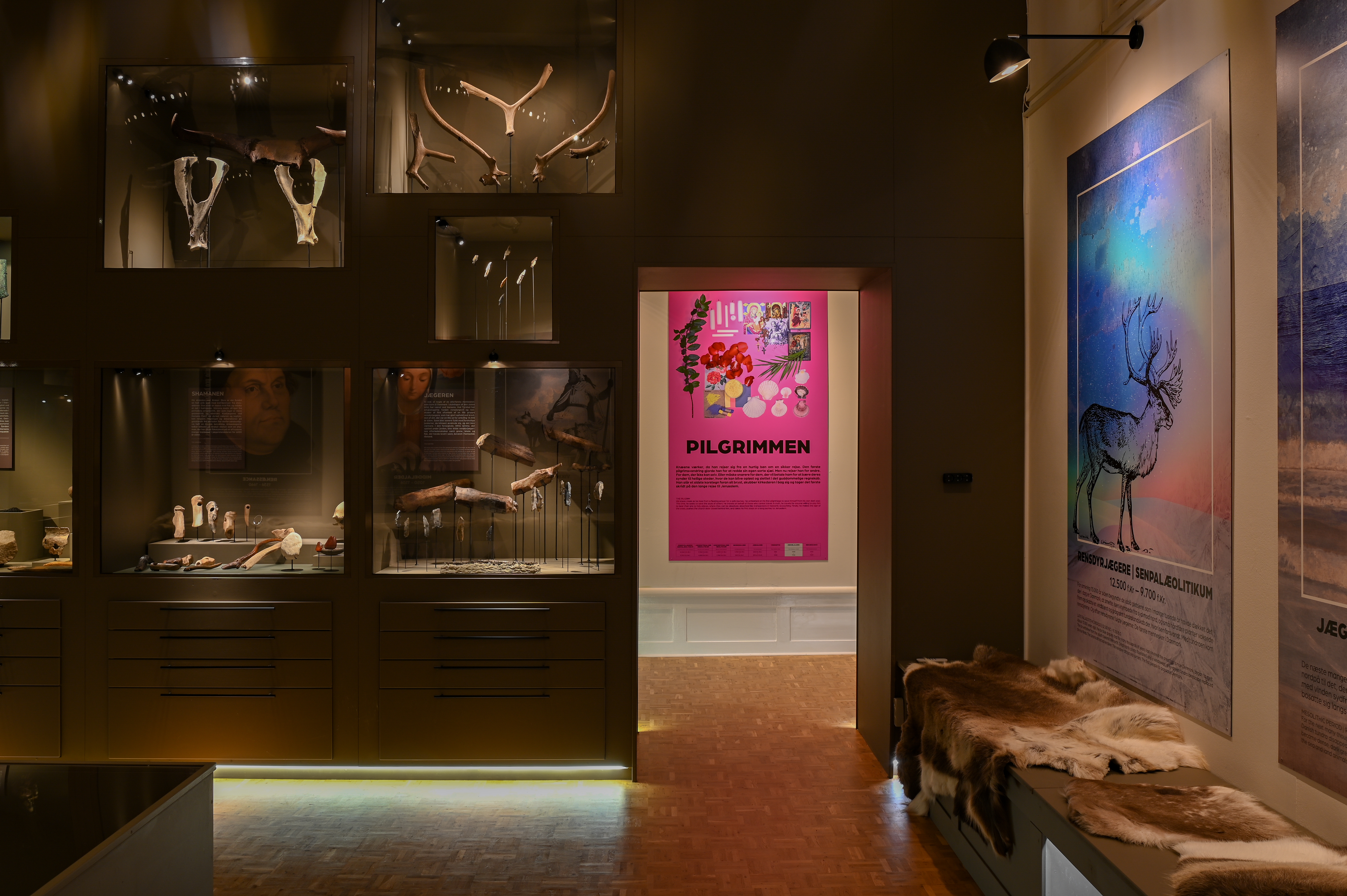Arkæologiske fund i montrer i den arkæologiske udstilling hos Horsens Museum