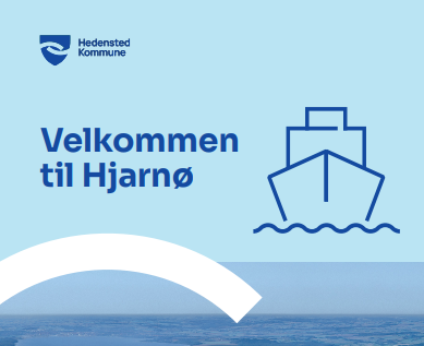 Et skærmbillede af forsiden på Hedensted Kommunes Hjarnø-folder