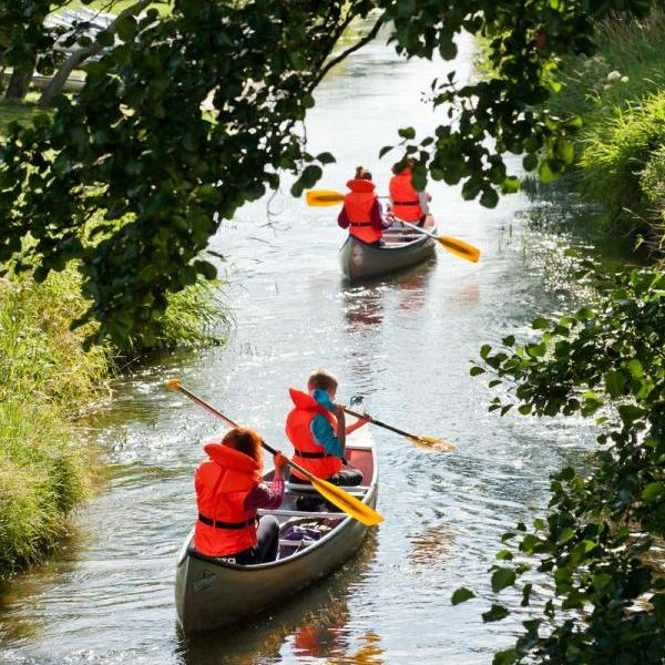 2 canoes on the Gudenå river at Tørring in the Coastal Land