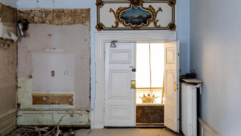 Et blik fra restaureringen af et værelse på Jørgensens Hotel i Horsens - en del af Destination Kystlandet