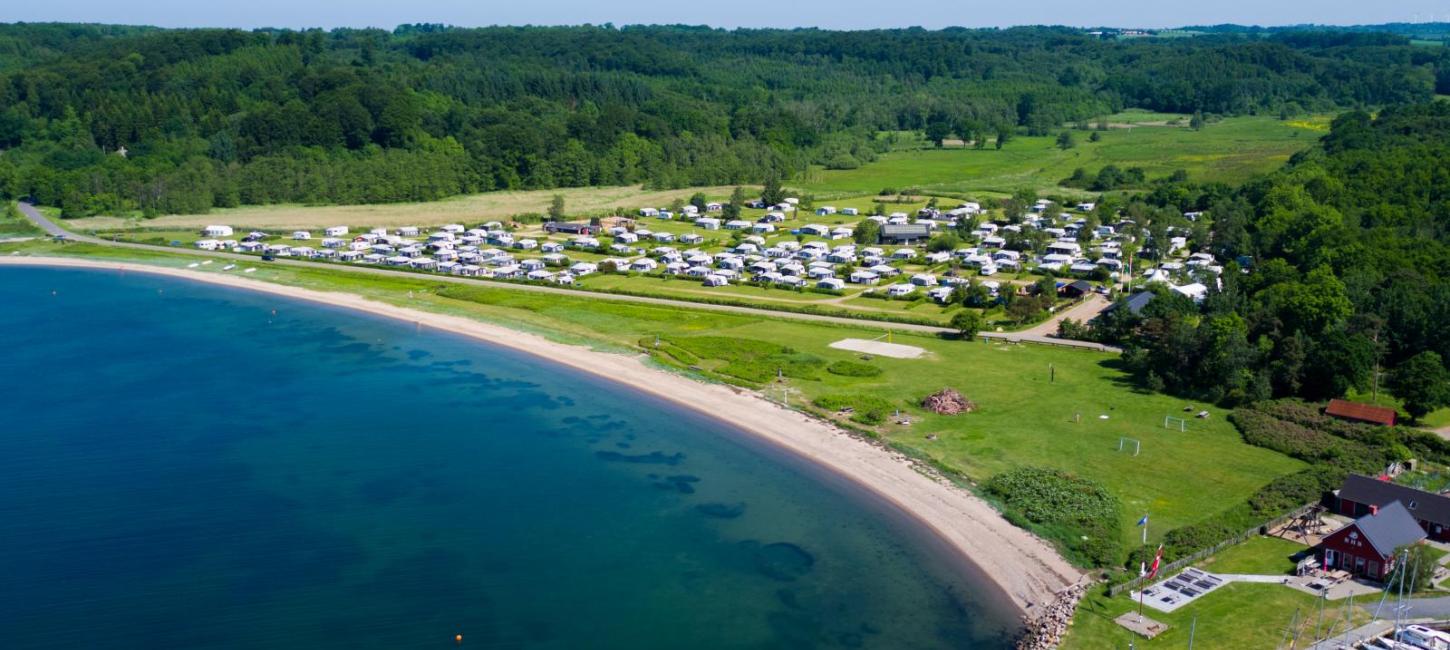 Camping site by the seaside in the Coastal Land in Denmark