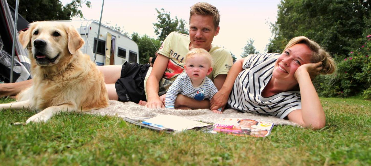 Family camping in the Coastal Land in Denmark