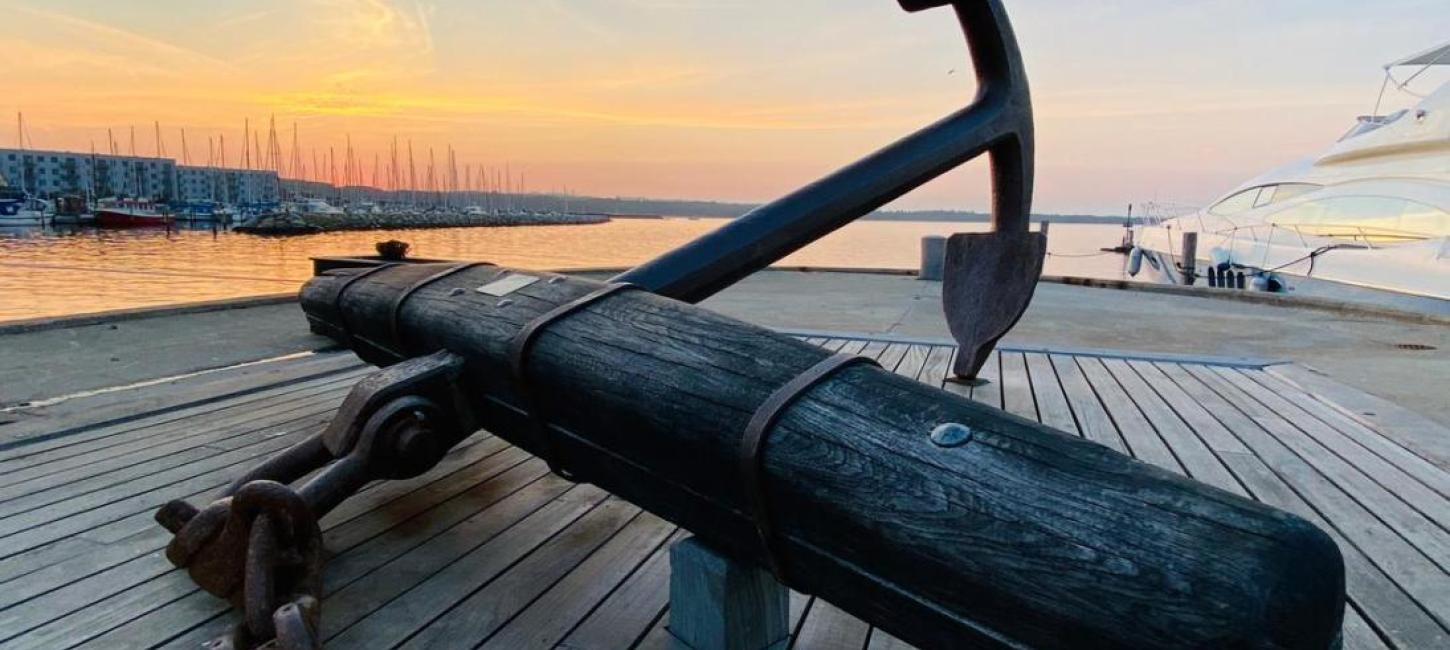 Frigate Jutland anchor lies on Juelsminde Harbour