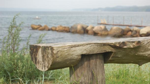 Bench at Daugaard Beach along the north side of Vejle Fjord on the Juelsminde Peninsula - part of Destination Coastal Land