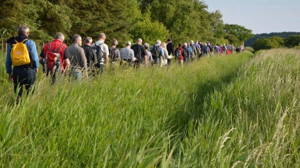 Large group on a guided walk at Gyllingnæs