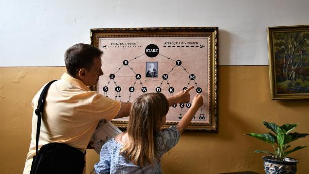 Daughter and father are solving a puzzle at Horsens Prison Museum in Destination Coastal Land