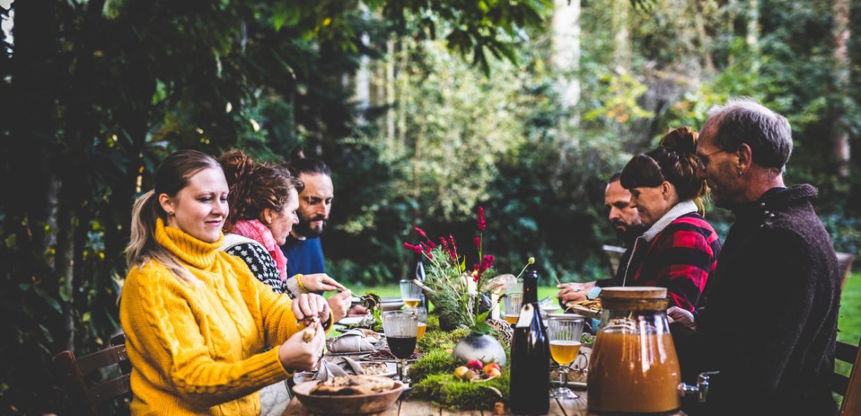 Visitors are enjoying lunch in the nature at Sondrup Bed and Breakfast