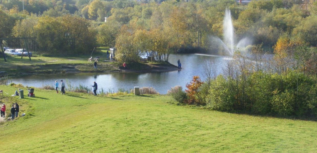 Aerial photo of the fishing lakes at Hedensted Put & Take