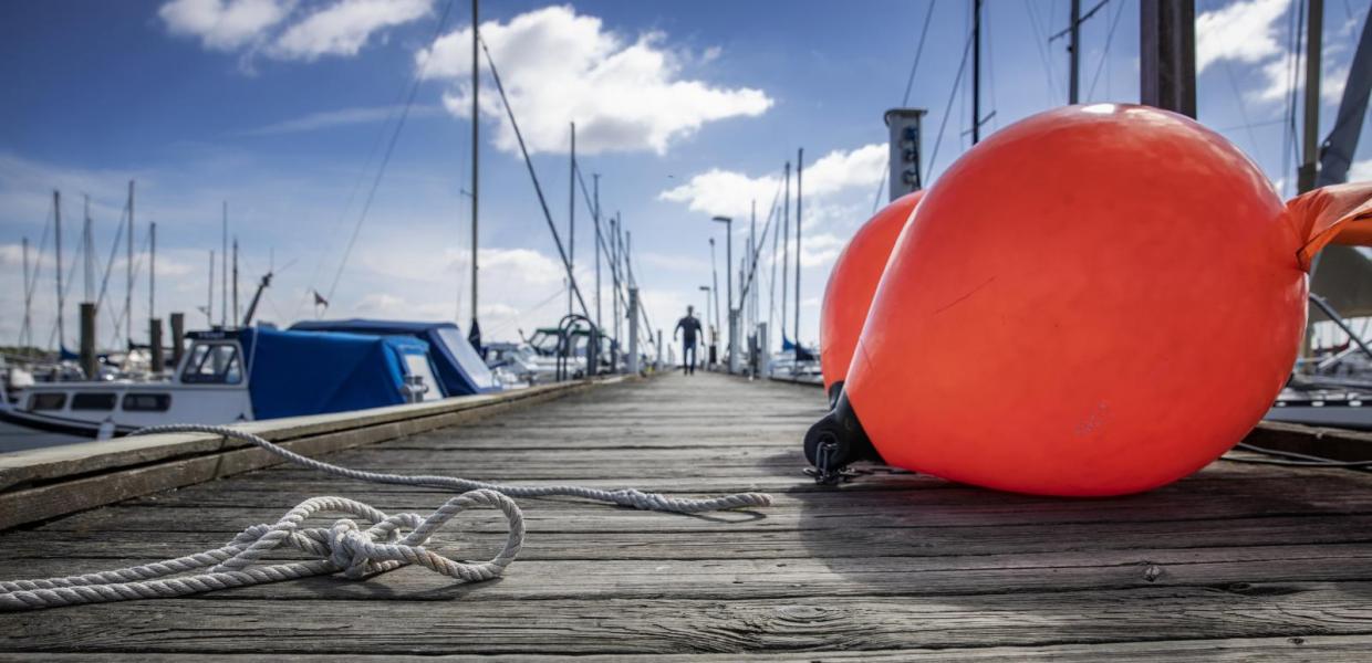 Buoys on the jetty at Horsens Marina