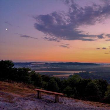 Bench on The Sugar Loaf with a beautiful sunset