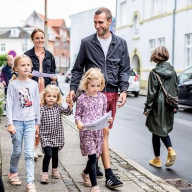 Family on a treasure hunt in the streets of Odder - part of Destination Coastal Land