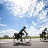 Three cyclist on on holiday in the Coastal Land while cycling