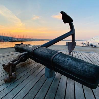 Frigate Jutland anchor lies on Juelsminde Harbour
