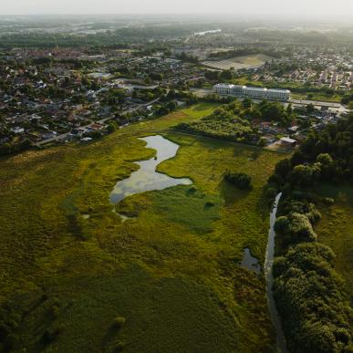 Luftfoto af Nørrestrand, Fængslet og Horsens by