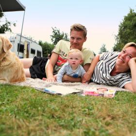 Family camping in the Coastal Land in Denmark