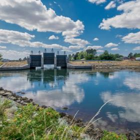 Lock at the estuary of Norsminde Fjord