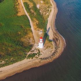 Træskohage Lighthouse viewed from the air