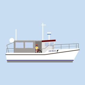 Illustration of the Bicycle Ferry between Alrø, Hjarnø and Snaptun in Horsens Fjord