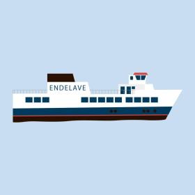 Illustration of the Endelave ferry sailing between Snaptun and Endelave in the East Jutland Archipelago in the Coastal Land