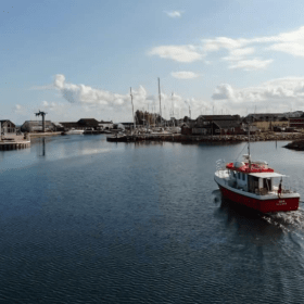 Turbåden Gaia sejler ved Juelsminde Havn