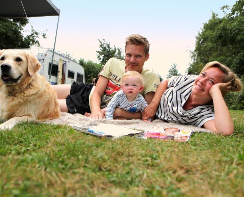 Family camping in the Coastal Land in Denmark