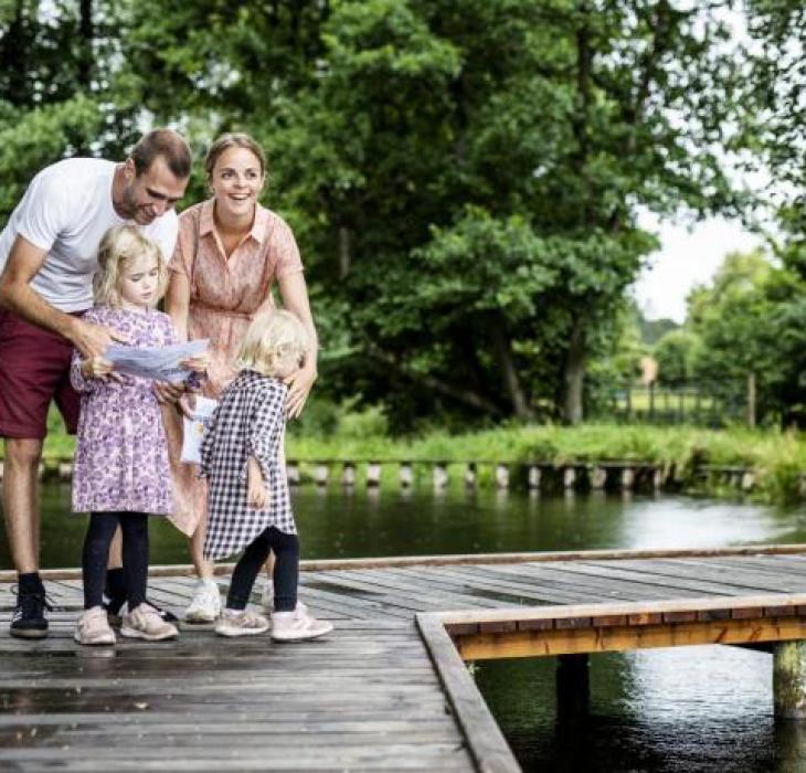 Family of four treasure hunting in Odder, Denmark